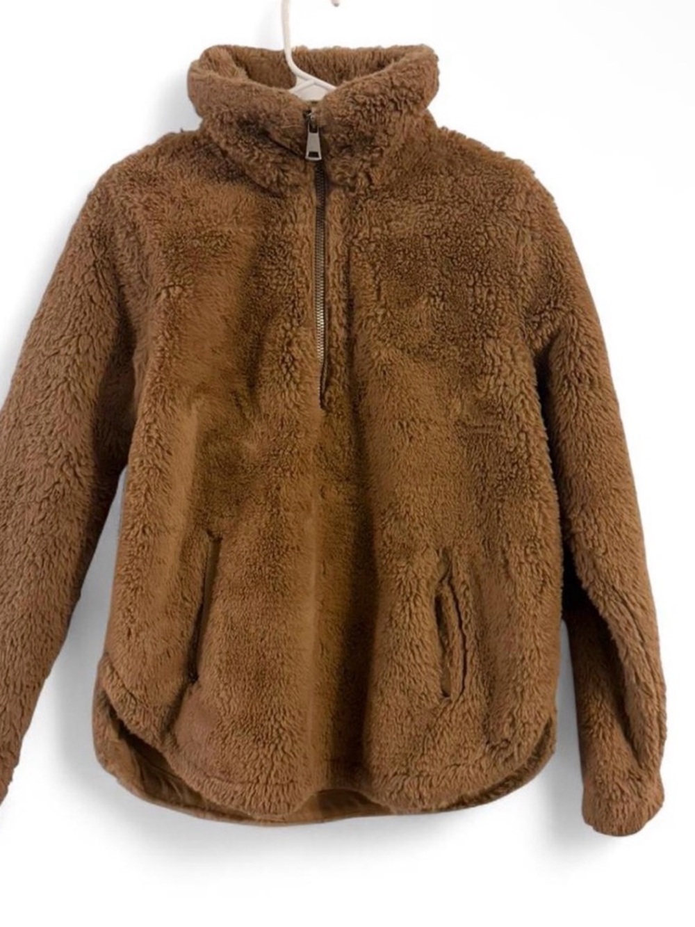 Cozy Brown Teddy Fleece Half-Zip Pullover